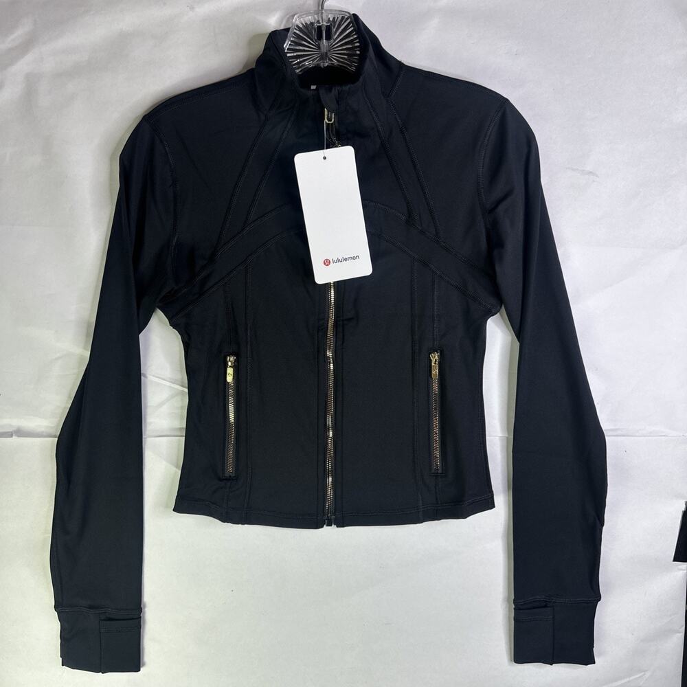 Lululemon Define Jacket Nulu Black and Gold Zippers Size 6 New With Tags - Picture 1 of 16